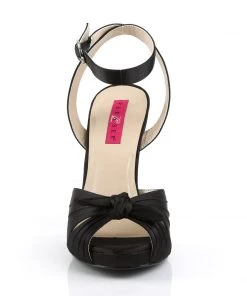 Pleaser Direct Larger Size Shoes Eve 01 Black Satin Peep Toe High Heels
