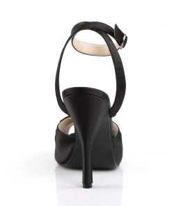 Pleaser Direct Larger Size Shoes Eve 01 Black Satin Peep Toe High Heels