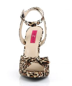 Pleaser Direct Larger Size Shoes Eve 01 Leopard Print Satin Peep Toe High Heels