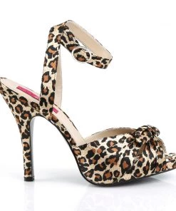 Pleaser Direct Larger Size Shoes Eve 01 Leopard Print Satin Peep Toe High Heels