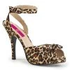 Pleaser Direct Larger Size Shoes Eve 01 Leopard Print Satin Peep Toe High Heels