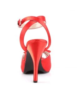 Pleaser Direct Eve 01 Red Satin Peep Toe High Heels Larger Size Shoes