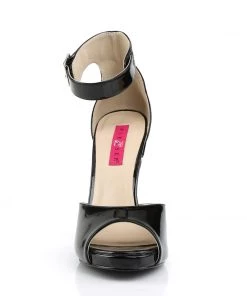 Pleaser Direct Eve 02 Black Patent High Heel Sandals Larger Size Shoes