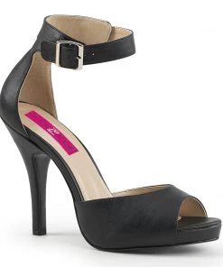 Pleaser Direct Larger Size Shoes Eve 02 Black Matte High Heel Sandals
