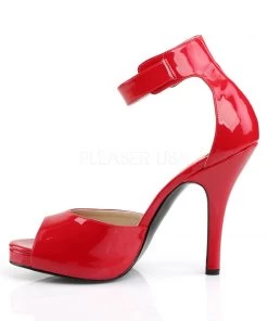 Pleaser Direct Larger Size Shoes Eve 02 Red Patent High Heel Sandals