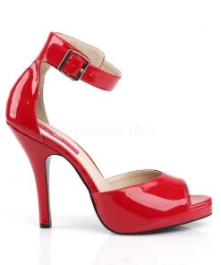 Pleaser Direct Larger Size Shoes Eve 02 Red Patent High Heel Sandals