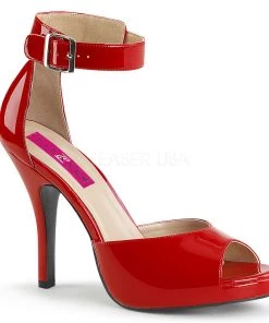 Pleaser Direct Larger Size Shoes Eve 02 Red Patent High Heel Sandals