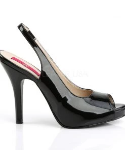 Pleaser Direct Larger Size Shoes Eve 04 Black Patent Slingback High Heels