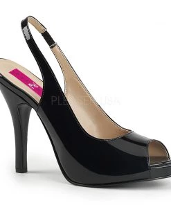 Pleaser Direct Larger Size Shoes Eve 04 Black Patent Slingback High Heels