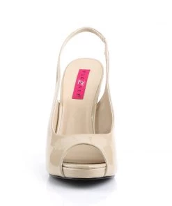 Pleaser Direct Eve 04 Nude Patent Slingback High Heels