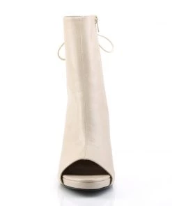 Pleaser Direct Eve 102 Cream Matte Peep Toe Ankle Boots