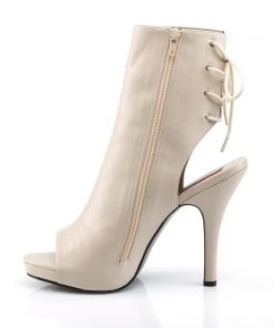 Pleaser Direct Eve 102 Cream Matte Peep Toe Ankle Boots 7 Pleaser Direct Eve 102 Cream Matte Peep Toe Ankle Boots
