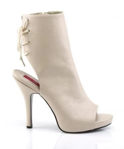 Pleaser Direct Eve 102 Cream Matte Peep Toe Ankle Boots 9 Pleaser Direct Eve 102 Cream Matte Peep Toe Ankle Boots