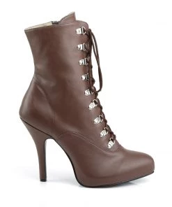 Pleaser Direct Larger Size Shoes Eve 106 Brown Matte Lace Up Ankle Boots 9 Pleaser Direct Larger Size Shoes Eve 106 Brown Matte Lace Up Ankle Boots