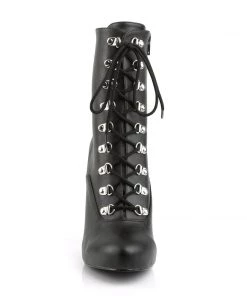 Pleaser Direct Eve 106 Black Matte Lace Up Ankle Boots Larger Size Shoes