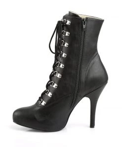 Pleaser Direct Eve 106 Black Matte Lace Up Ankle Boots Larger Size Shoes