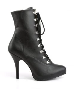 Pleaser Direct Eve 106 Black Matte Lace Up Ankle Boots Larger Size Shoes