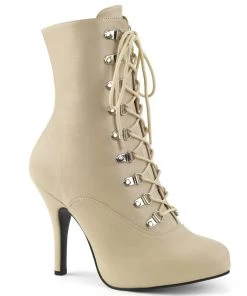 Pleaser Direct Eve 106 Nude Matte Lace Up Ankle Boots Larger Size Shoes