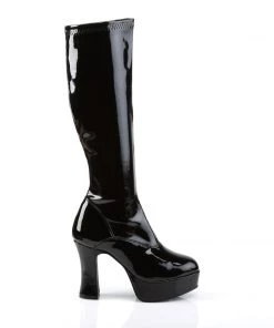 Pleaser Direct Larger Size Shoes Exotica 2000 Black Patent Gogo Boots