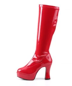 Pleaser Direct Larger Size Shoes Exotica 2000 Red Patent Gogo Boots