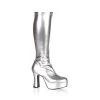 Pleaser Direct Larger Size Shoes Exotica 2000 Silver Patent Gogo Boots