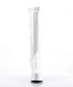 Pleaser Direct Larger Size Shoes Exotica 2000 White Patent Gogo Boots