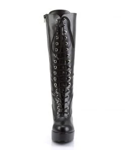 Pleaser Direct Exotica 2020 Black Matte Lace Up Platform Boots Larger Size Shoes