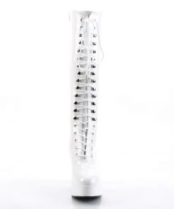 Pleaser Direct Exotica 2020 White Lace Up Platform Boots Larger Size Shoes