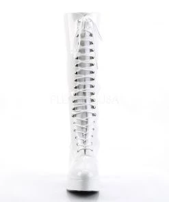 Pleaser Direct Exotica 2020X Wide Fit White Lace Up Platform Boots