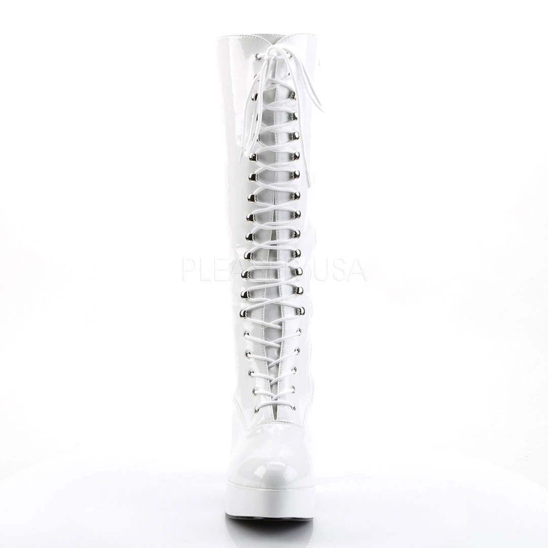 Pleaser Direct Exotica 2020X Wide Fit White Lace Up Platform Boots 2 Pleaser Direct Exotica 2020X Wide Fit White Lace Up Platform Boots
