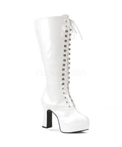 Pleaser Direct Exotica 2020X Wide Fit White Lace Up Platform Boots