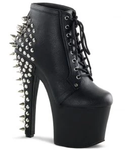 Pleaser Direct Fearless 700-28 Black Matte Spiked Boots Larger Size Shoes