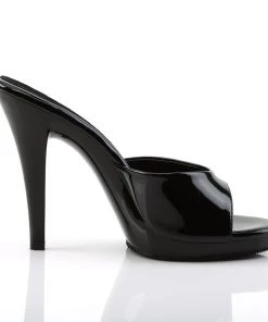 Pleaser Direct Flair 401-2 Black Patent Peep Toe Sandals Larger Size Shoes