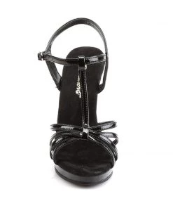Pleaser Direct Flair 420 Black Patent Strappy Sandals
