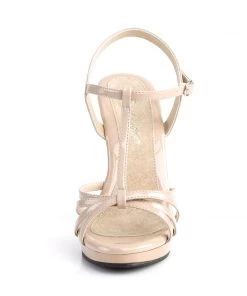 Pleaser Direct Larger Size Shoes Flair 420 Nude Patent Strappy Sandals