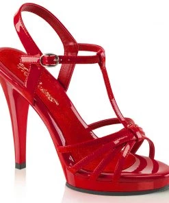 Pleaser Direct Flair 420 Red Patent Strappy Sandals