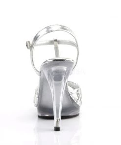 Pleaser Direct Flair 420 Silver Patent Strappy Sandals