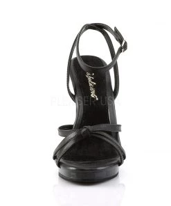 Pleaser Direct Flair 436 Black Leather Strappy Sandals