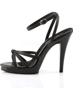 Pleaser Direct Flair 436 Black Leather Strappy Sandals