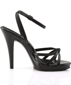 Pleaser Direct Flair 436 Black Leather Strappy Sandals