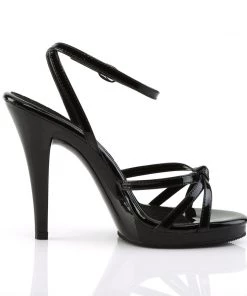 Pleaser Direct Flair 436 Black Patent Strappy Sandals