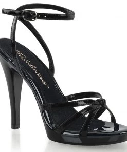 Pleaser Direct Flair 436 Black Patent Strappy Sandals