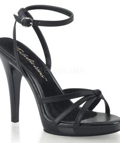 Pleaser Direct Flair 436 Black Leather Strappy Sandals