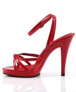 Pleaser Direct Larger Size Shoes Flair 436 Red Patent Strappy Sandals