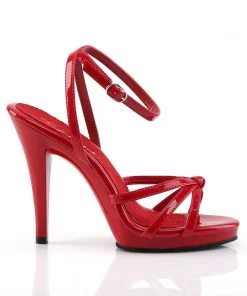 Pleaser Direct Larger Size Shoes Flair 436 Red Patent Strappy Sandals