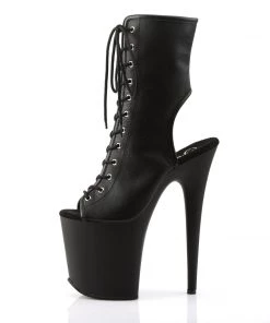 Pleaser Direct Flamingo 1016 Black Faux Leather Lace Up Peep-Toe Platforms 7 Pleaser Direct Flamingo 1016 Black Faux Leather Lace Up Peep-Toe Platforms