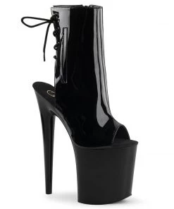 Pleaser Direct Flamingo 1018 Black Patent Ankle Boots