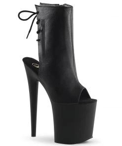 Pleaser Direct Flamingo 1018 Black Faux Leather And Matte Ankle Boots Larger Size Shoes