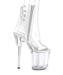 Pleaser Direct Flamingo 1018C Clear Ankle Boots Larger Size Shoes