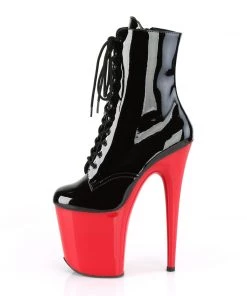 Pleaser Direct Flamingo 1020 Black & Red Patent Ankle Boot Larger Size Shoes